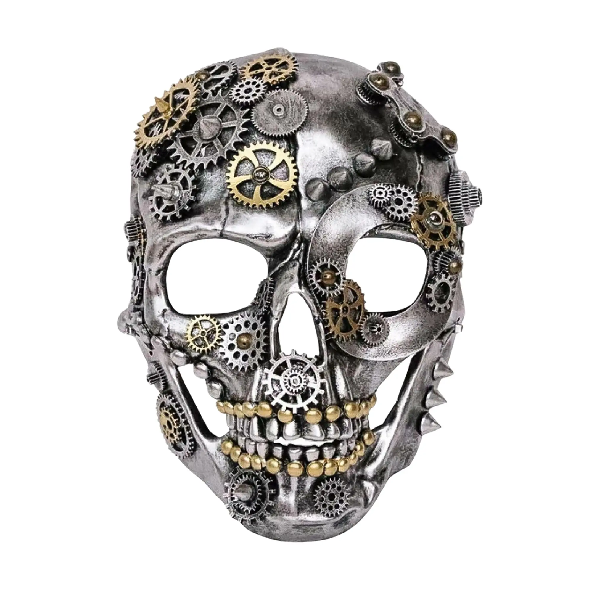 Steampunk Silver Skull Adult Party Costume Mask, Skeleton Mask
