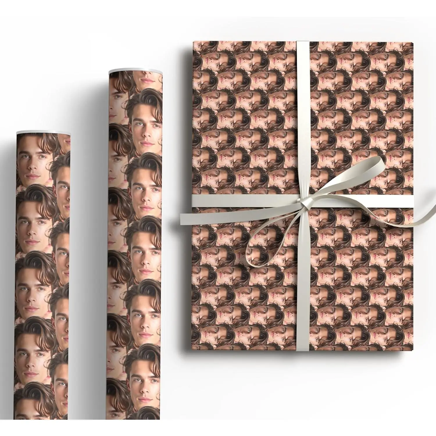 Custom Wrapping Paper Personalized Wrapping Paper with Face Name Photo Text Suitable for Birthdays Christmas Anniversary Holidays (Style-6)