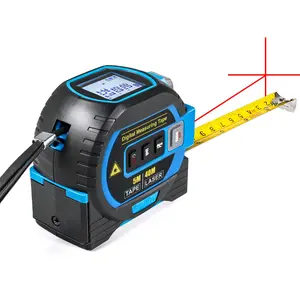 3-in-1 Laser Tape Measure 60m/196ft, Digital Distance Meter with 5m Auto-Lock Tape, Backlit LCD Display, Multiple Units ft/in/m, Professional Measuring Tool for Construction and Home Improvement
