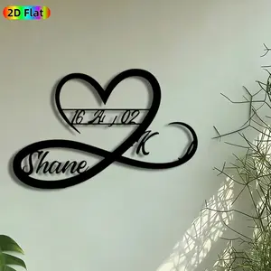 1pc Infinity Heart with Name Metal Wall Art, Personalized Heart Statue Mural, Intricate Craftsmanship, Perfect for Valentines Day, Anniversary Decor, Perfect for Bedroom Living Room Office Decor, Ideal Gift for Romantic Decor Enthusiasts.