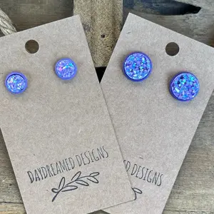 8mm or 12mm Iridescent Lavender Acrylic Druzy Studs