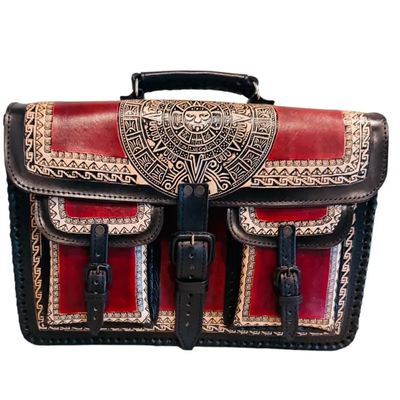 Unisex Leather Handmade Portfolio Leather Business Briefcase Mexican Artesanal Satchel Portafolio Artesanal de Piel de Cuero