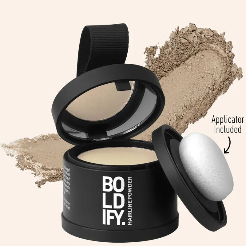 BOLDIFY Hairline Powder Haircare Kit - Salon-Quality Adult Root Touch Up with Squalane, Silica, Dark Grey Full Coverage, Blonde Refresh, 48-Hour Stain-Proof, Compact Thickener for Thicker Fuller Hair, Travel Selfcare Concealer