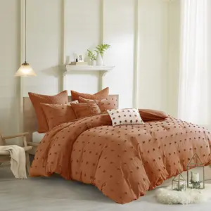 Cotton Jacquard Duvet Cover Set with Euro Shams and Throw Pillows, Brooklyn