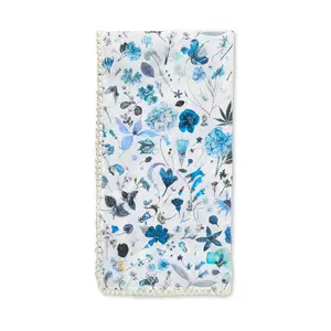 SAPPHIRE FLORAL LIBERTY PEARL EDGE SQUARE SCARF
