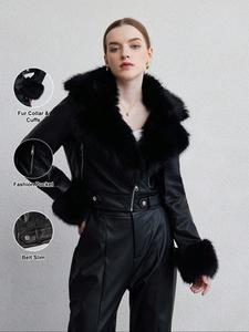 women's faux fox fur collar stylish warm fall winter jacket, cozy outerwear for chilly days, fashionable women's apparel