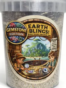 Earth Blings Gemstone Edition Dig Kit – Real Gemstone Discovery Bucket with 5+ Raw Gemstones in Display Cases, Raw Hexagonal Ruby Chunk, Crackable Geode, Crystal Carving, Beaded Bracelet, Shark Teeth Fossils, Raw & Tumbled Stones – Kids & Collector Gift