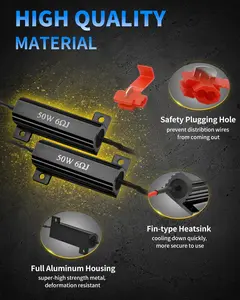 50W 6ohm LED Load Resistors w/ Quick Wire Clips, Fix Turn Signal Hyper Flash & Error Code, Automotive Resistor (Black, 4PCS)