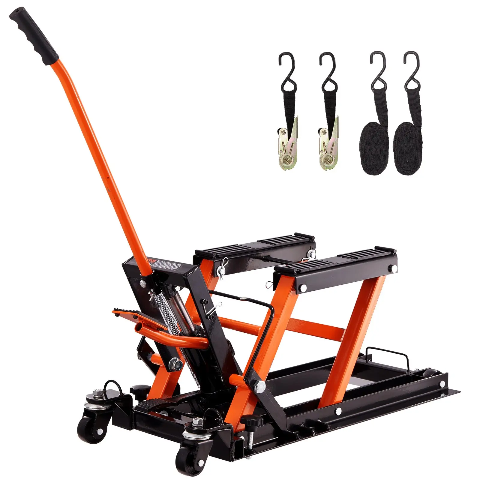 【Summerfinds】VEVOR Hydraulic Motorcycle Jack Stand 1500 LBS ATV Scissor Lift Jack4.7"-15" Scissor Lift Jack Stand with 4 WheelsHydraulic Foot-Operated Hoist Stand for Motorcycle ATV UTV Powersports