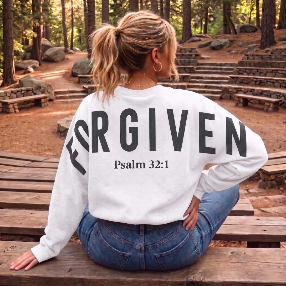 Forgiven Psalm 32:1 Sweatshirt&Hoodie - Christian Faith Crewneck, Bible Verse Sweatshirt, Jesus Streetwear, Religious Christian Sweatshirt, Faith Inspired Gift, 100% Cotton Sweatshirt