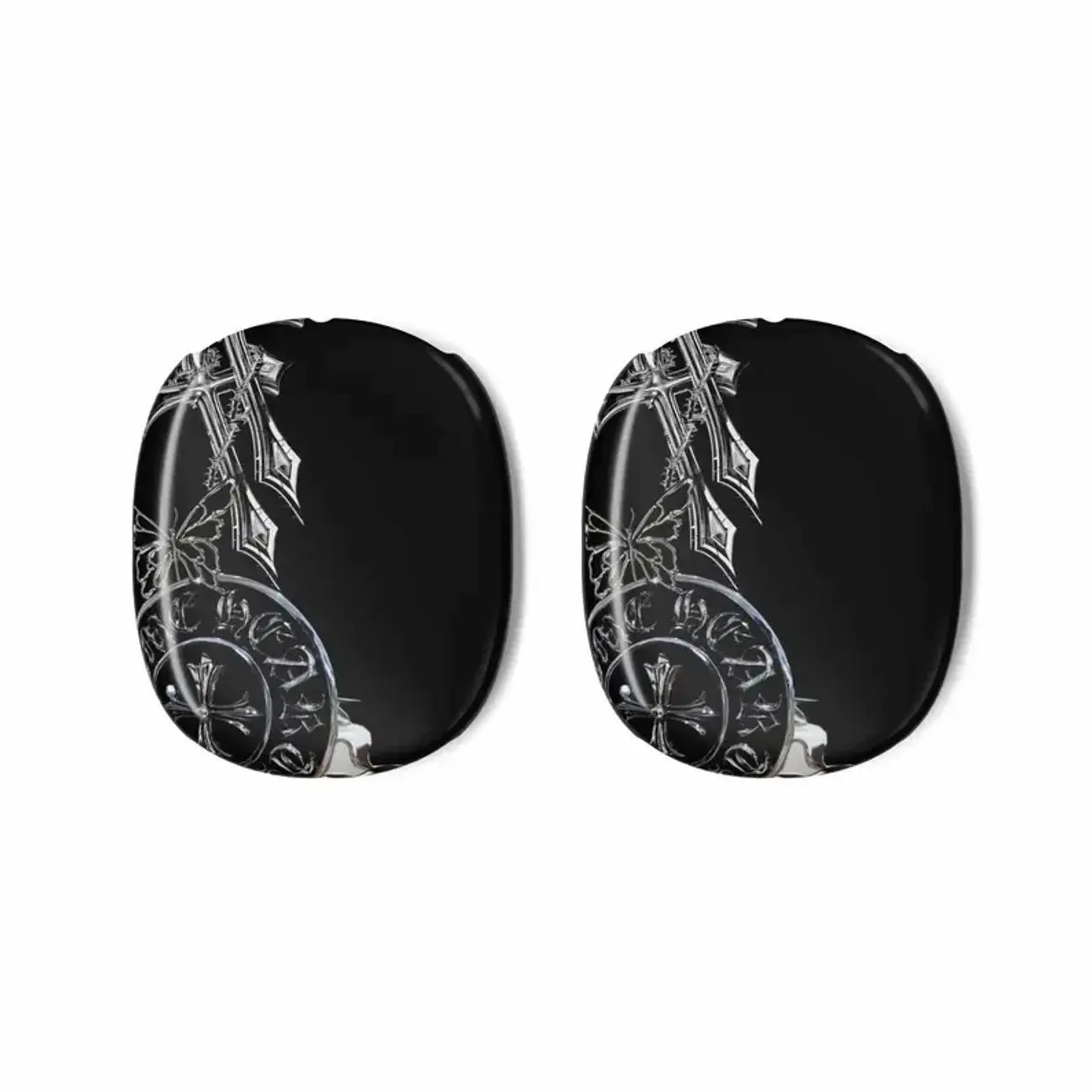 Gothic Cross Leopard AirPods Max Case, Dark Aesthetic Black & White Cheetah Protective Shell, Headphone Accessories