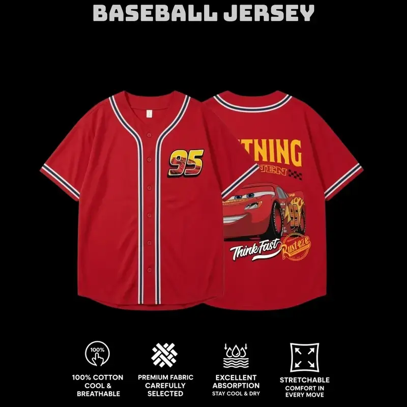 Retro Two Side Cars Baseball Jersey , Cars Movie Baseball Jersey,Mcqueen and Mater Retro Vintage Unisex Oversized Anime Graphic Tee – Trendy Y2K Acid Gildan,Manga Game Movie Lover Gift For Fans Merch