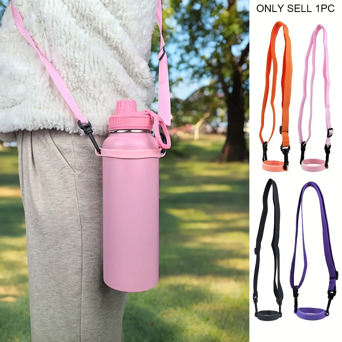 Water Cup Handle with Shoulder Strap, Water Bottle Shoulder Strap Crossbody Bag Strap with Rope Water Cup Holder, Water Bottle Additions Water Cup Additions Bag Additions, Drinking Gadgets
