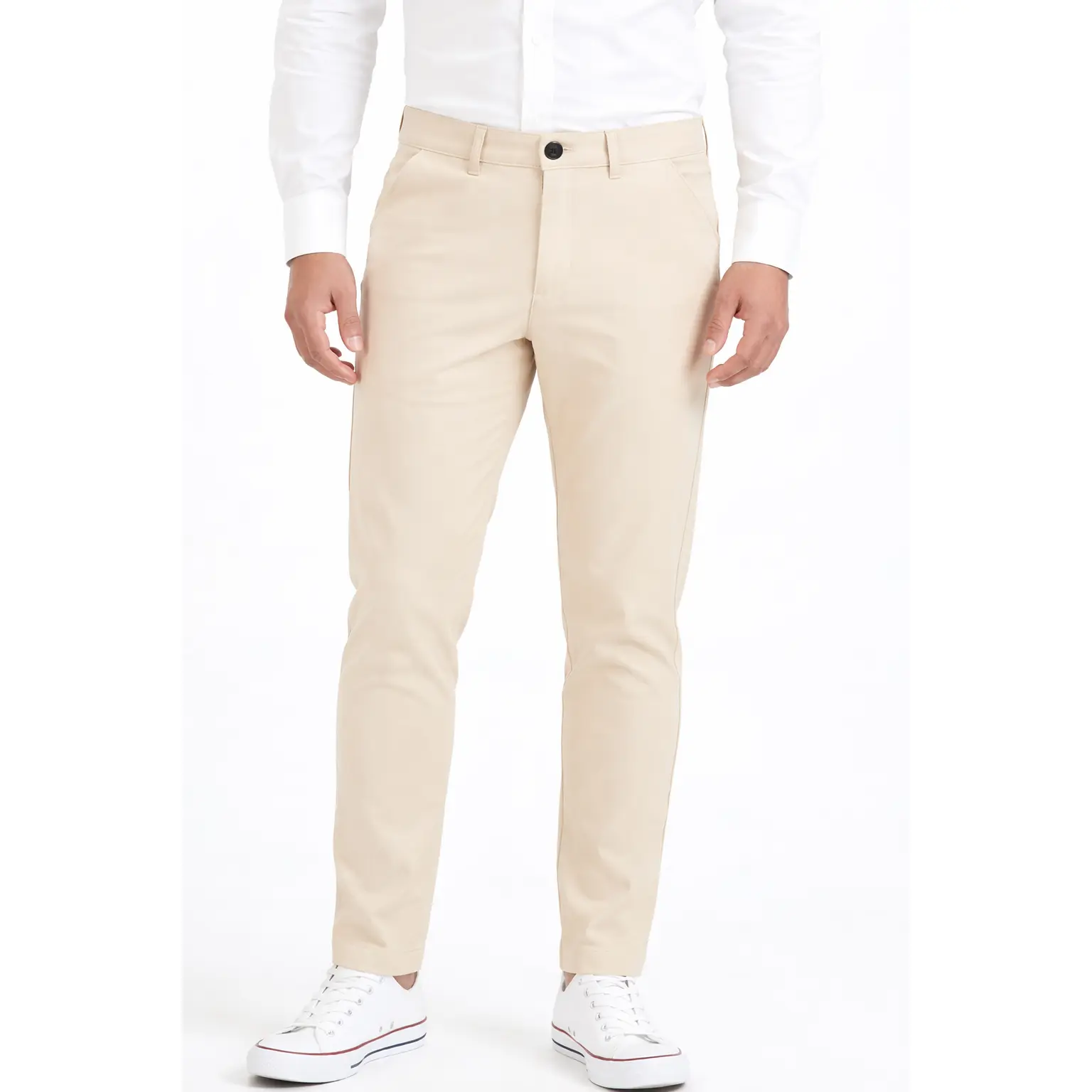 Men's Super-Stretch Khaki Chinos, Soft Performance Dress Pants with Smooth Fabric & Zipper Pocket for Business Casual Work, Menswear, Plain, Trouser