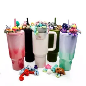 Joint 3D Printed Animal Figurine, Pocket-Sized Drinkware Collection, Cute 3D Printed Straw Companion for Cups, Collectible Cup Charm, Home