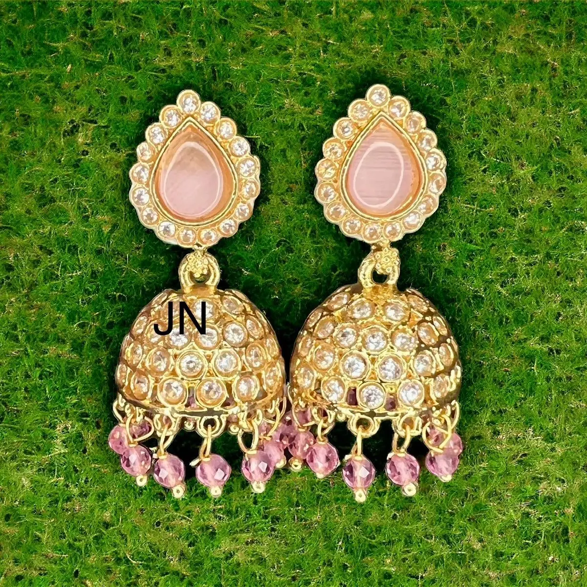 Beautiful AD gold plated small jhumki earrings