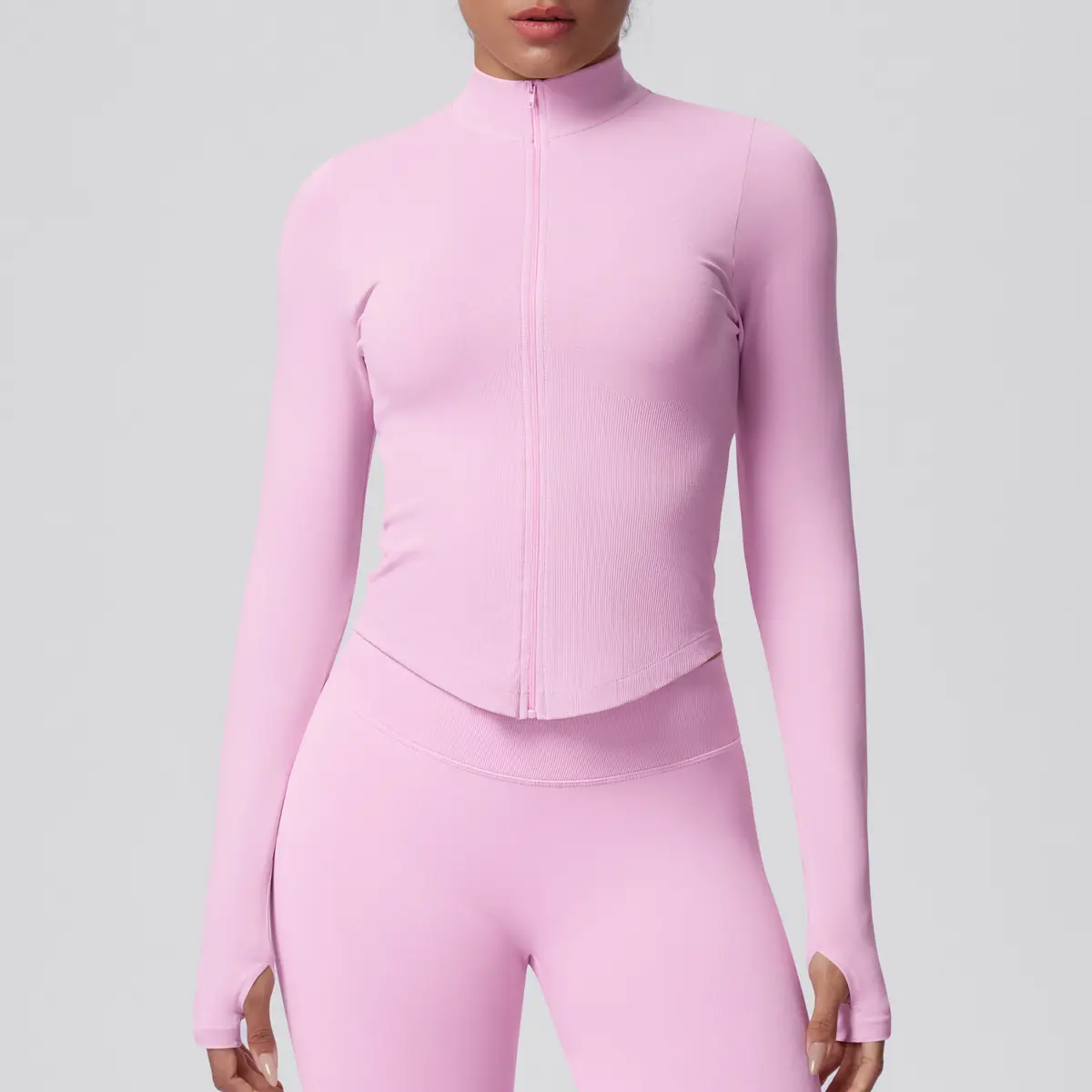 Women's Ribbed Cropped Yoga Jacket, Breathable Long Sleeve Zip-Up Compression Activewear with Thumb Holes for Gym & Running, Plus Size, Female, Large, Normal Type, Thumbhole Cuff, Tight, Slim-Fitting, Stretchable, Thumbholes, Slim Fit, Stretch Fabric Women's Ribbed Cropped Yoga Jacket, Breathable Long Sleeve Zip-Up Compression Activewear with Thumb Holes for Gym & Running, Plus Size, Female, Large, Normal Type, Thumbhole Cuff, Tight, Slim-Fitting, Stretchable, Thumbholes, Slim Fit, Stretch Fabric