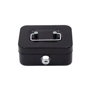 Metal Key Lock Safe Storage Box, Home Office Coin Cash Box, Receipt Deposit Organizer, Secure Money Chest, Security Safe Box