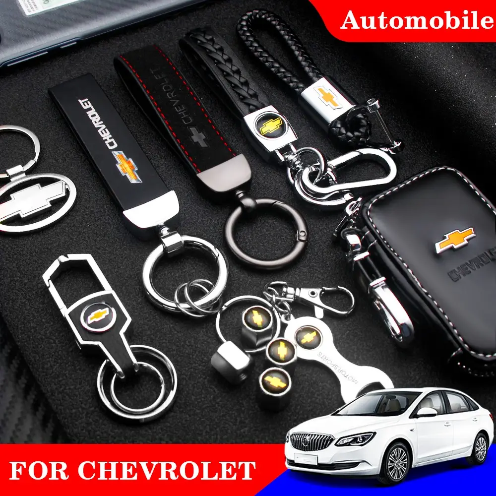 1pcs Chevrolet Leather Keychain for Car Keys with Woven Key Rope, Versatile Keyring Accessory for Car Interiors, Stylish and Practical Key Holder, Car Key Chains