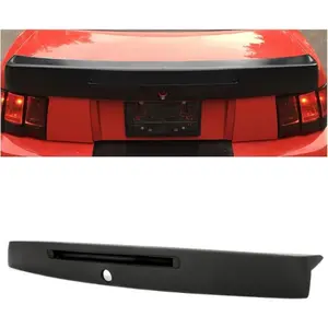 Rear Trunk Spoiler Compatible with 1999-2004 Ford Mustang CBR Style Trunk Spoiler Lip w/Brake Light Hole, Cobra SVT Style Unpainted Black