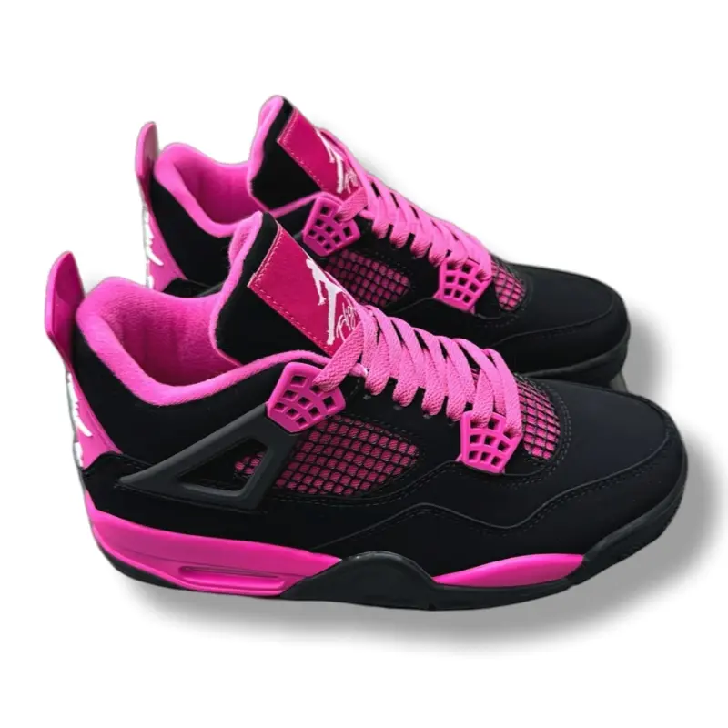 Classic mid‑top sneakers built with high‑grade black suede, fashionable black and hot‑pink vintage colorway, wear‑resistant rubber outsole, game‑changer for hang‑outs and daily casual outings.