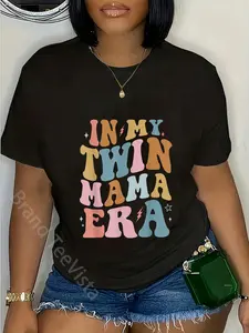 100% Cotton In My Twin Mama Era Mom Pregnancy Announcement T-Shirt