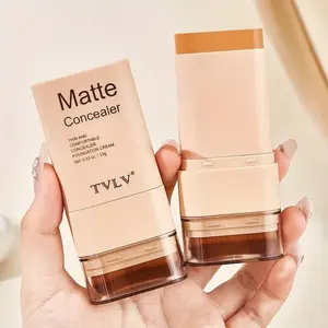 2-In-1 Foundation Concealer Stick, Long-Lasting Waterproof Matte Effect, Flawless Complexion, Internal Brush Head, Full Coverage Creamy Texture, Multi-Tones Available