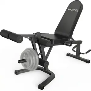 ANCHEER Leg Extension and Curl Machine, Adjustable Leg Workout Machine for Lower Body Training, 880LB Capacity Plate Loaded Leg Developer for Quads, Hamstrings & Glutes, Home Gym Equipment