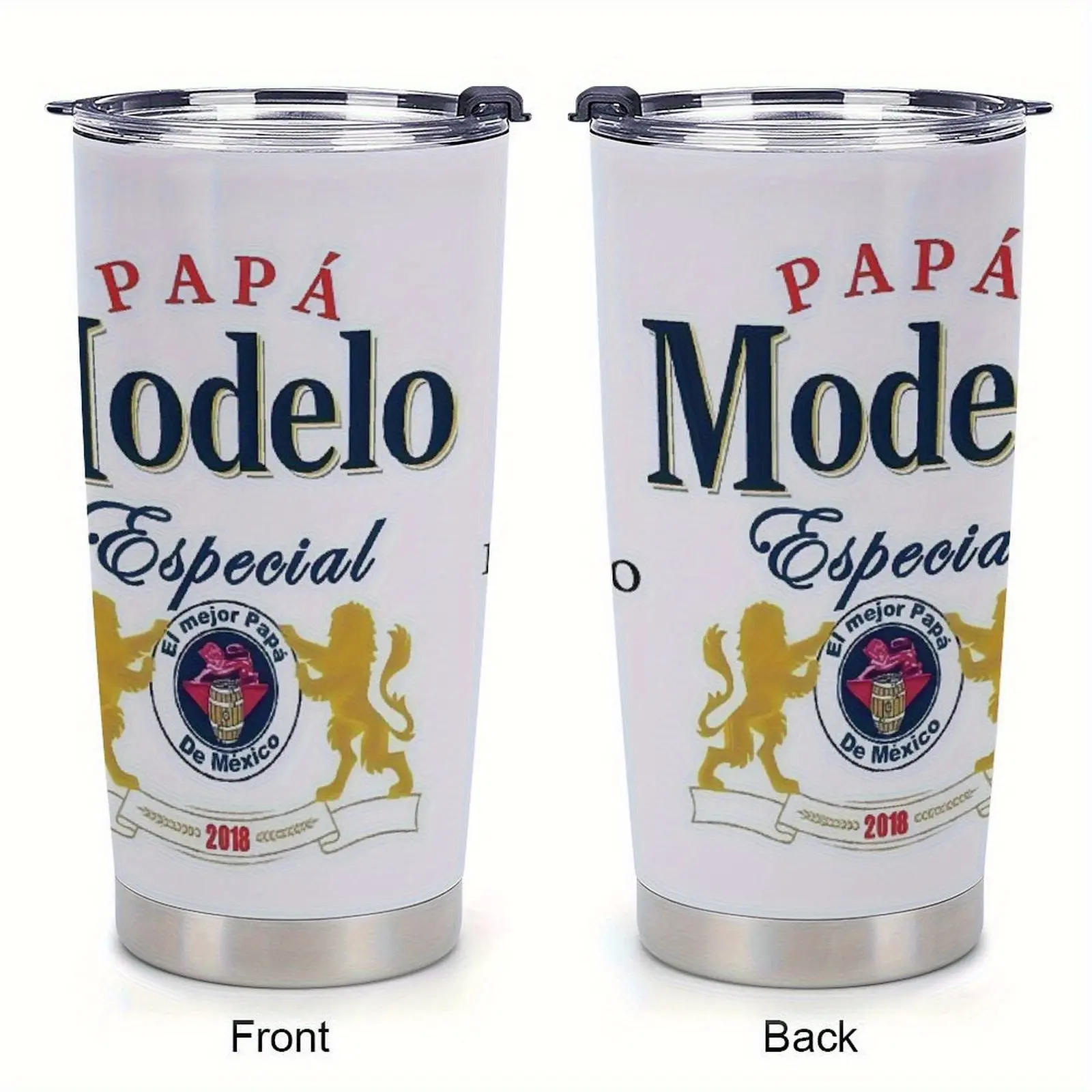 Papa Modelo Special 20oz (590ml) Stainless Steel Tumbler with Leak-Proof Lid - Reusable, Shatterproof, Car Cup Holder Compatible, 7-12hr Insulated Drinkware, 500-1000ml Capacity Range, Perfect Gift for Adults, Flask Bottle, 500-1,000 Ml