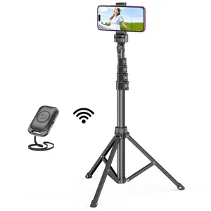 62'' Extendable Phone Tripod & Selfie Stick with Wireless Remote, Universal Holder for iPhone, Android & Cameras