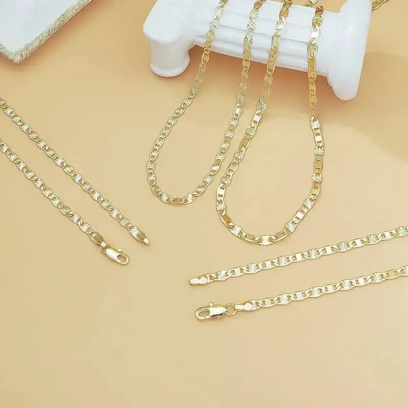 14K Gold Plated Flat Chain Necklace for Women Minimalist Layered Jewelry Elegant Everyday Necklace Trendy Fashion Accessory for Summer Outfits Vacation Beach Wear Birthday Anniversary Gift for Women
