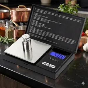 Precision Mini Stainless Steel Digital Scale, Digital Weight Scale, Digital Weighing Machine, Portable Kitchen Food Scale, Jewelry Gold Gram Scale, Digital Pocket Scale with Anti-Slip Base for Laboratory, Home, Camping & Travel