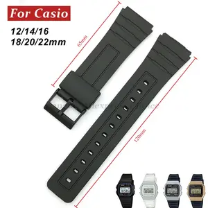 12/14/16/18/20/22mm Silicone Rubber Strap for Casio W800H A158/168 AE1200/1300 Watchband for SGW400 F91W F84 F105/108 Bracelet