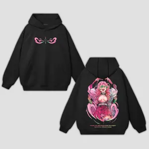 Mitsuri Kanroji Love Hashira Hoodie, Gift for Demon Slayer Fans, Anime Hoodie with Sword and Back Quote Graphic, Cotton Fit, Bold Girl Power Vibe