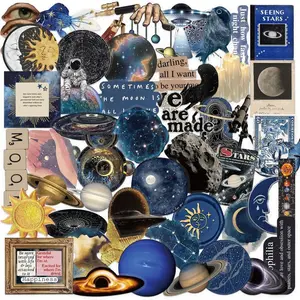 Transparent Space Sticker Pack, Decal Sticker, Waterproof Pet Material, Decorative Guitar Notebook, Handmade Journal Supplies, 50 Sheets