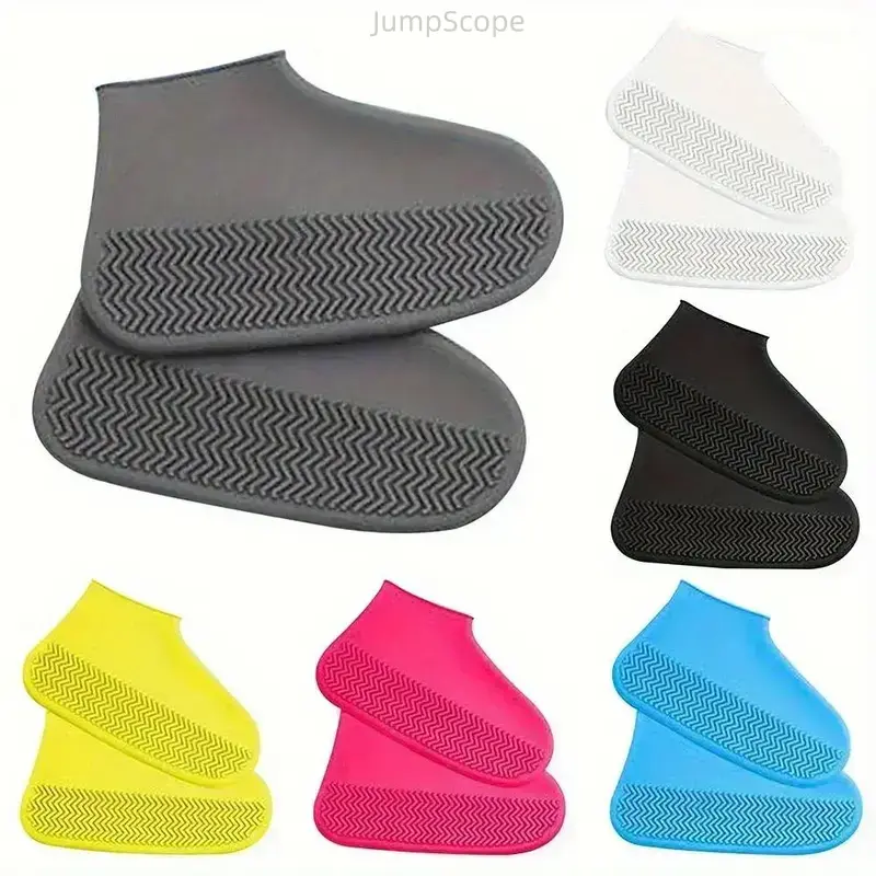 5-Pair Reusable Waterproof Rainproof Overshoes - Non-Slip, Foldable, Sturdy, Wear-Resistant Foot Protection for Outdoor Rainy Activities