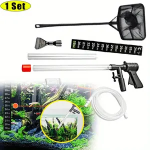 1 Set Aquarium Gravel Cleaner,Vacuum Fish Tank,Vacuum Cleaner Tools for Aquarium Water Changer with Aquarium Thermometers Fish Net Kit Use for Fish Tank Cleaning Gravel and Sand