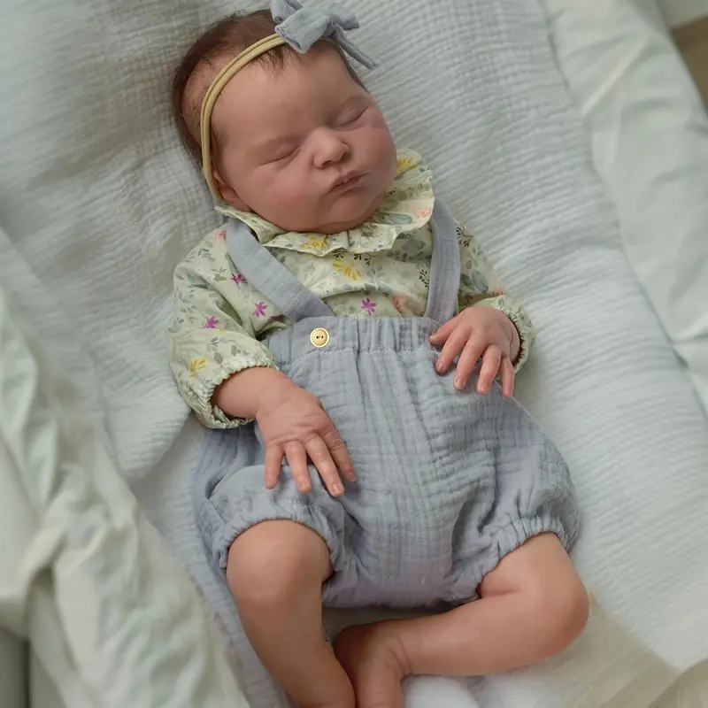 50cm Cloth Body Soft Vinyl Limbs Newborn Baby Doll 20inch Asleep Reborn Baby Girl Art Birthday Gift Lifelike Play House Toy Collectable Humanoid Dolls