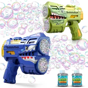 2 Pack Bubble Guns for Kids, LED Light Up Rechargeable Bubbles Machine Blower with 2 Bottles Refill Solution for Toddlers 4-8, Wedding Birthday Gift Multifunctional Bubble Making Machine