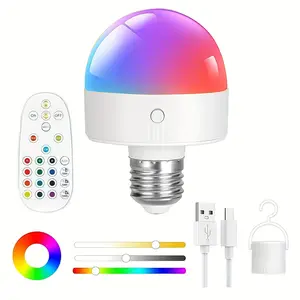 E27 Rechargeable Light Bulbs with Remote, Battery Operated Magnetic Light Bulbs, 15 RGB Color, Timer, Dimmer for Non-Hardwired Lamp for Wall Sconces & Table Lamps, Interior Rgb Lighting