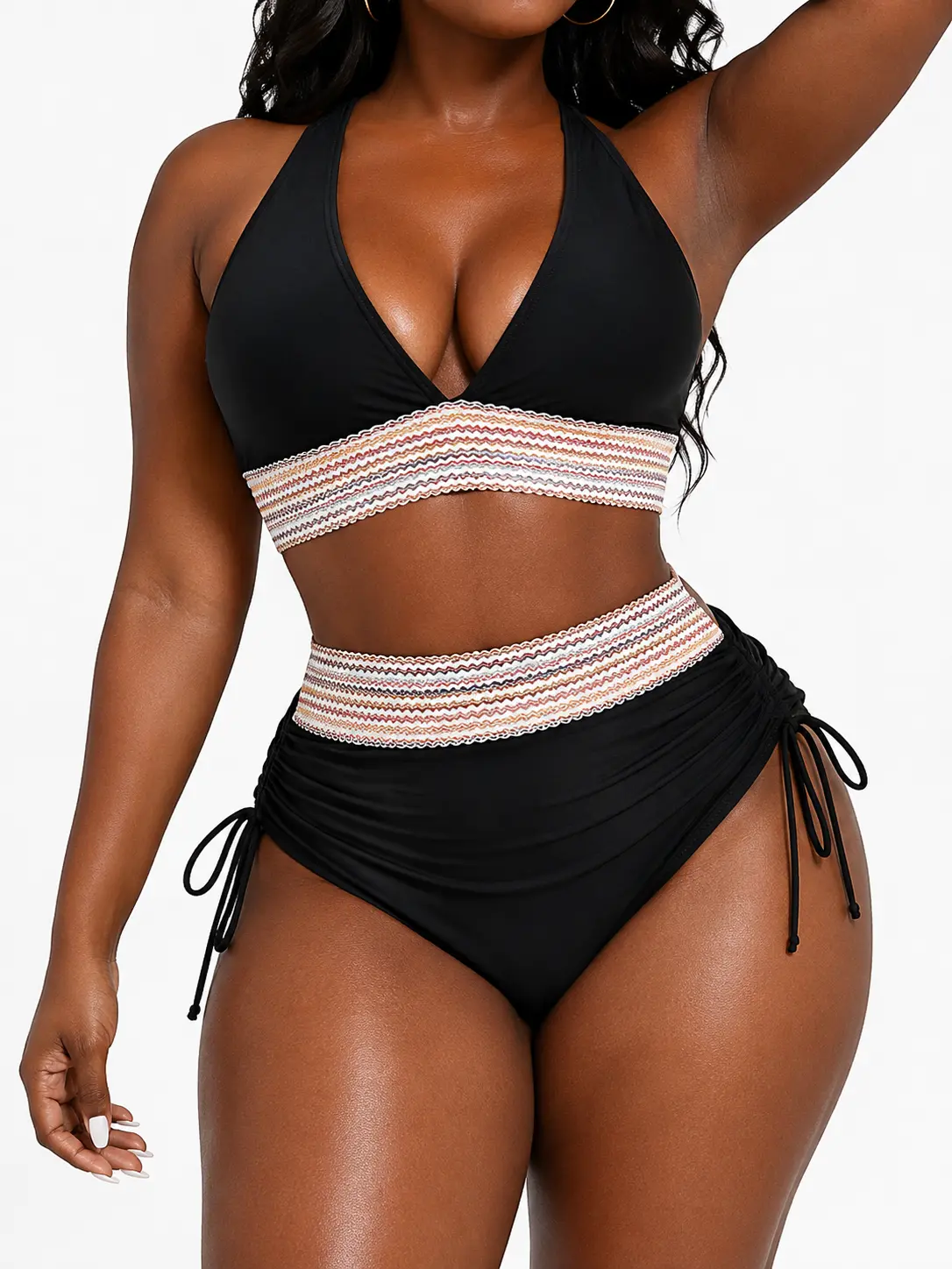 Women's 2-Piece High Waisted Bikini Set - Sculpt Touch Tummy Control Swimsuit, Adjustable Wide Straps, Plus Size Women's Swimsuits, 2 Piece Set Swimwear