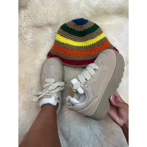 POPULARITY Sand Nude Platform Sneaker - Low Top - Lace Up