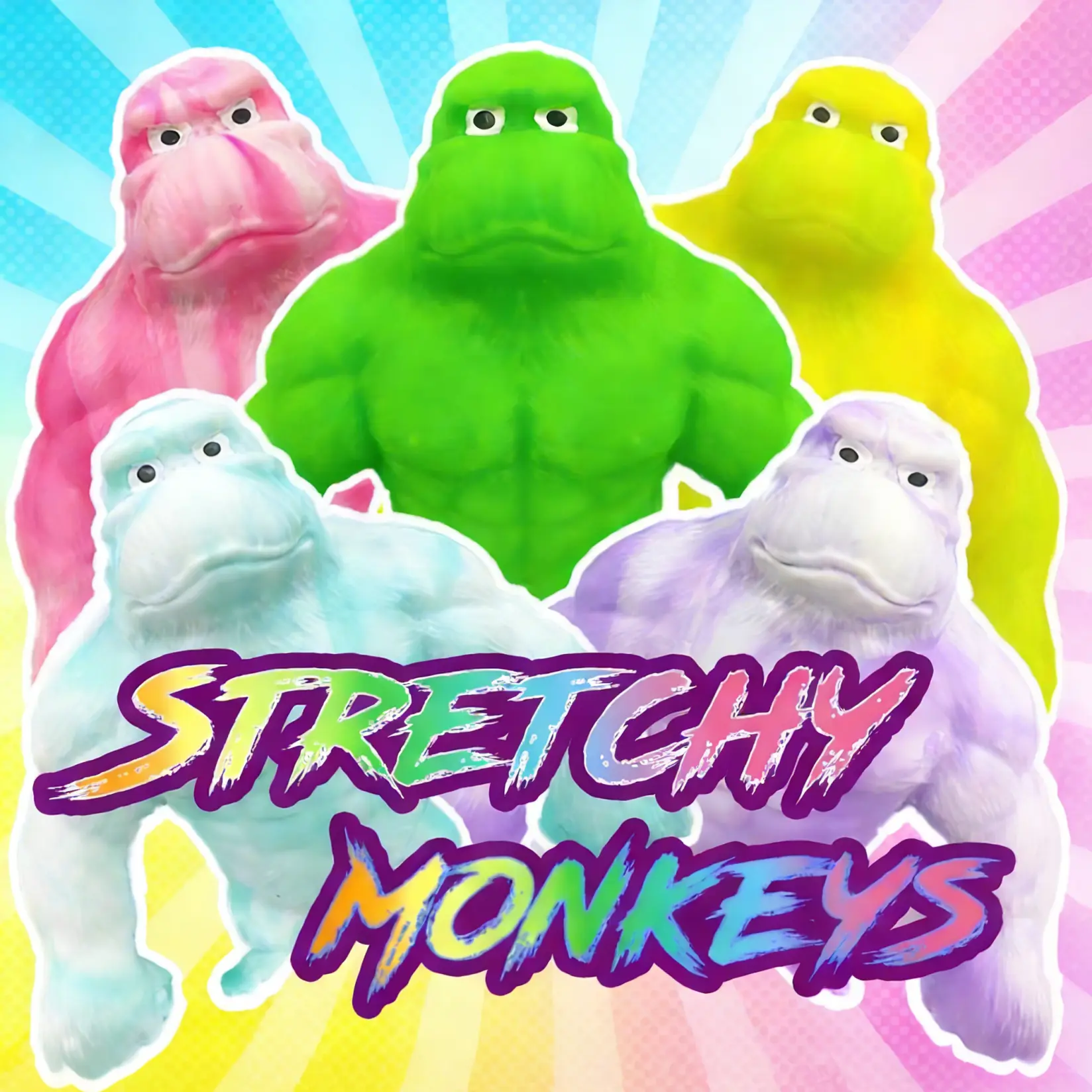 Stretchy Squishy Funkee Monkee Mega Gorillas - Squeeze Monkeys For Stress Away - Stress Relief Silicone Sensory/Fidget Collectible Stretch Taba Squishy Toys Children's Holiday Party Gifts, Christmas, Halloween, Easter Basket Stuffing, Classroom Rewards.