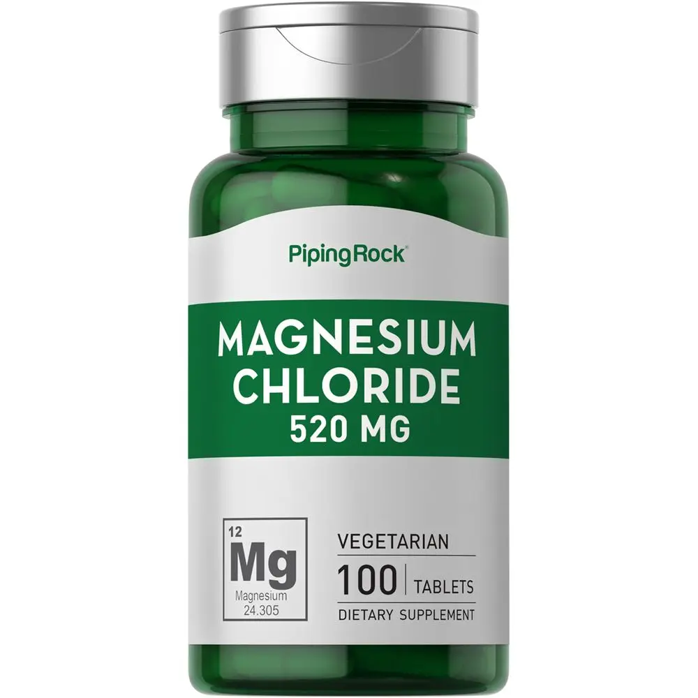 Piping Rock Magnesium Chloride | 520mg | 100 Tablets | Vegetarian, Non-GMO, Gluten Free Supplement Piping Rock Magnesium Chloride | 520mg | 100 Tablets | Vegetarian, Non-GMO, Gluten Free Supplement