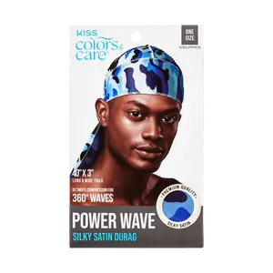 KISS Colors & Care Power Wave Silky Satin Military Durag - Blue Camo