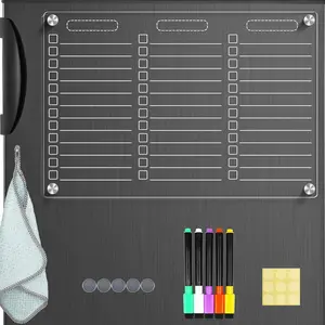 Acrylic Magnetic To Do List White Board for Refrigerator Clear Magnetic Dry Erase Board Fridge Grocery List Magnet Checklist Whiteboard