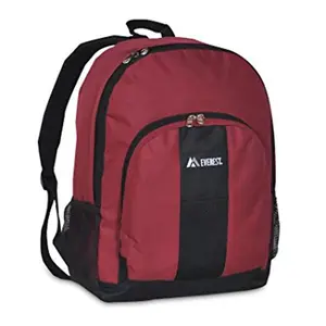 212 MAIN Everest Colorblock Mesh Backpack - Multiple Front and Side Pockets, Casual Daypack for Students, Functional Luggage Bag - Burgundy & Black, Mesh Backpacks