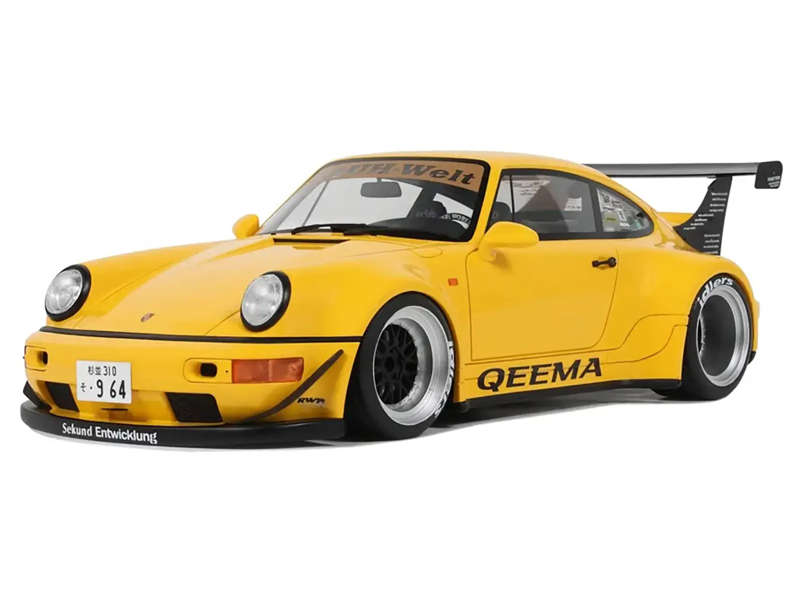 2024 Porsche 911 (964) RWB "Qeema" Yellow 1/18 Model Car by GT Spirit