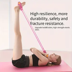 Ultimate 6 Tube Resistance Band Sit-Up Pull Rope for Home Gym - Sculpt Your Abs!