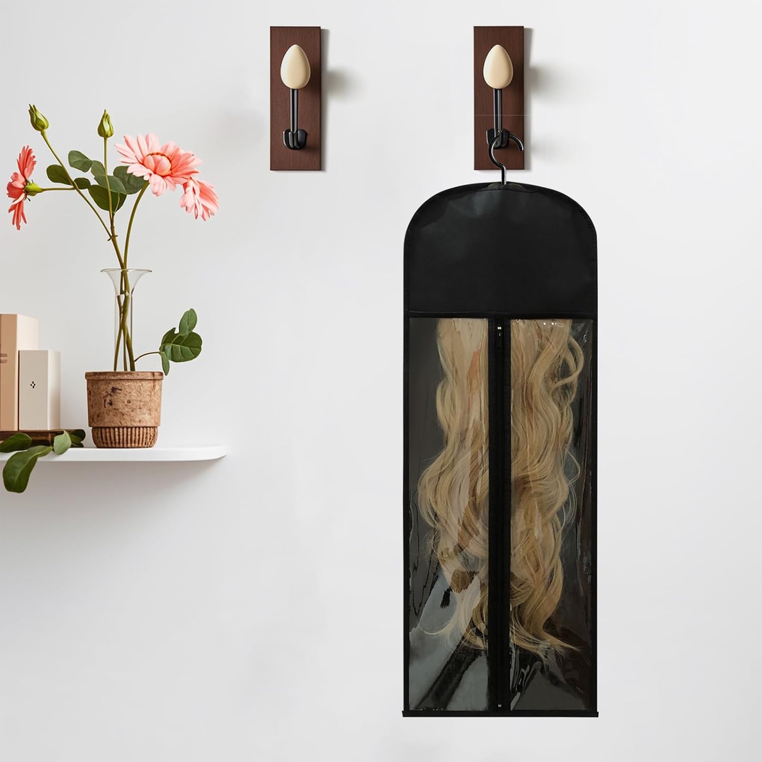 6PCS Wig Storage Bags with Matching Hangers, Breathable Dustproof Covers in Assorted Colors for Wigs, Hair Extensions & Hair Accessories